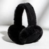Black classic winter ear muffs with a fluffy texture shown against a white background.