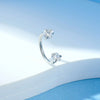A pair of 3-piece stainless steel heart horseshoe nose studs displayed on a white background.