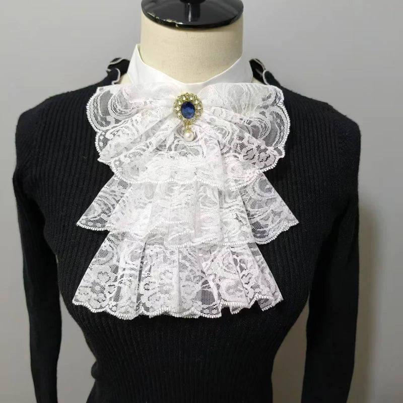 Elegant Ruffled Lace Clown Neck Collar Accessory
