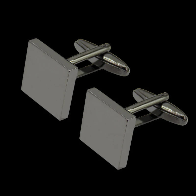 A pair of men's classic copper square cufflinks with silver-toned clasps.