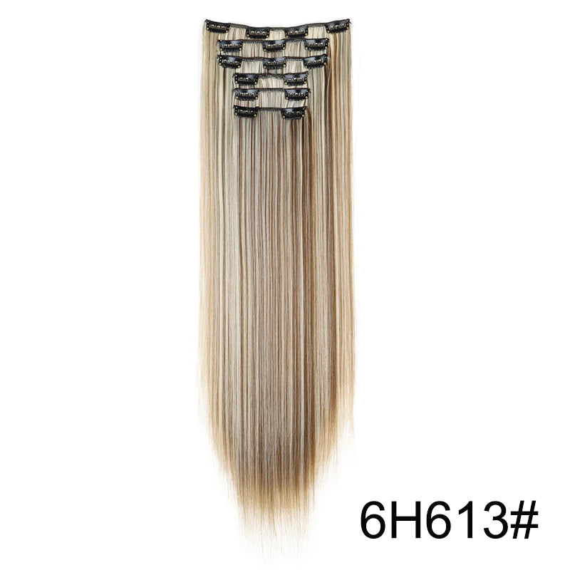 Long straight blonde hair extensions with black detailing