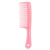 A pink 4-in-1 wide tooth detangling hair comb set with a curved handle.