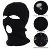 Schwarze Strick-Balaclava mit Gesichtshilfe, warmer Fleece-Futter und wasserdichten Windschutzfunktionen.