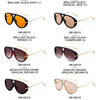 Colección de gafas de piloto vintage sobredimensionadas en varios colores: negro, gris, naranja, marrón y rojo.