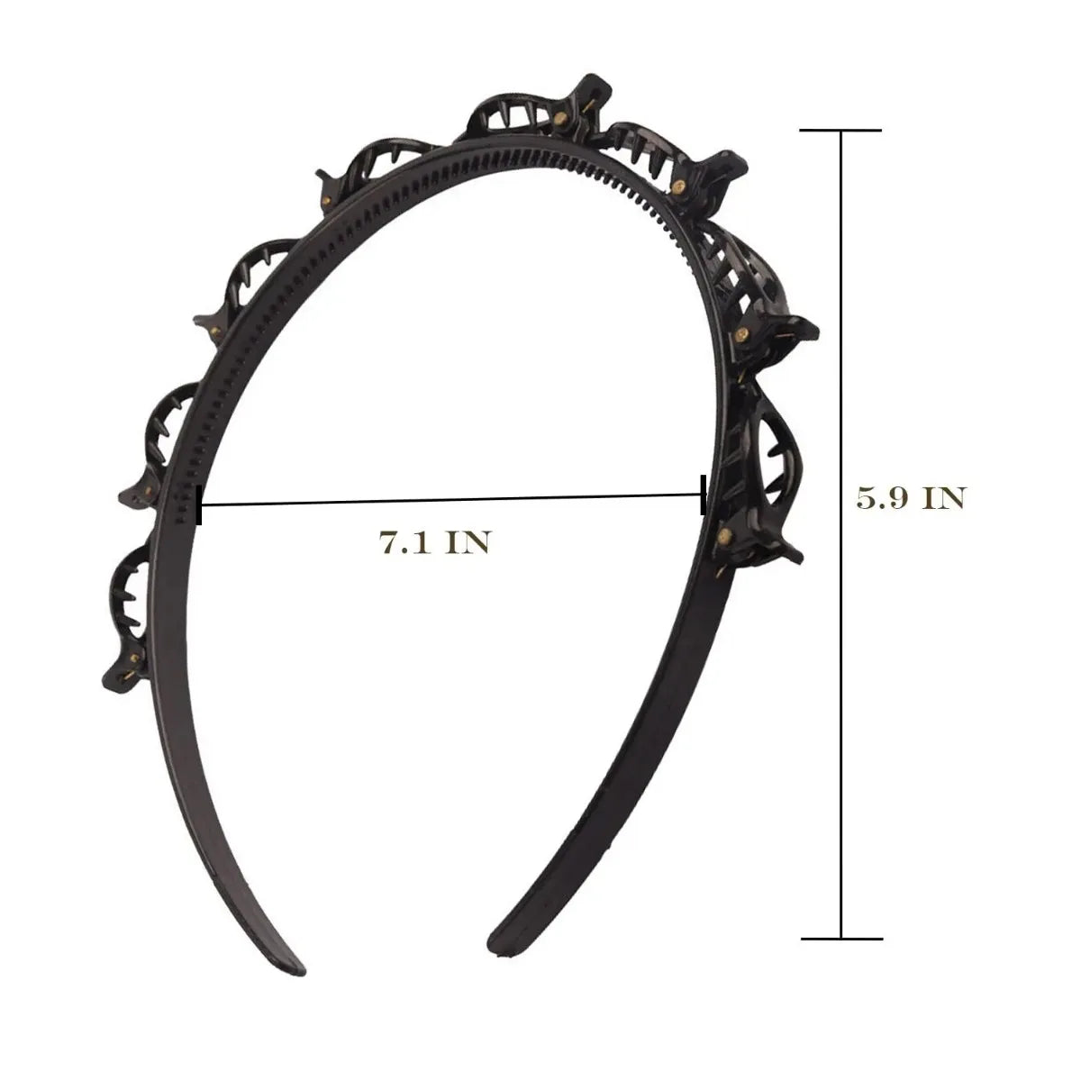 Schwarze, doppellagige geflochtene Mode-Haarbänder, Maße 5,9 x 7,1 Zoll