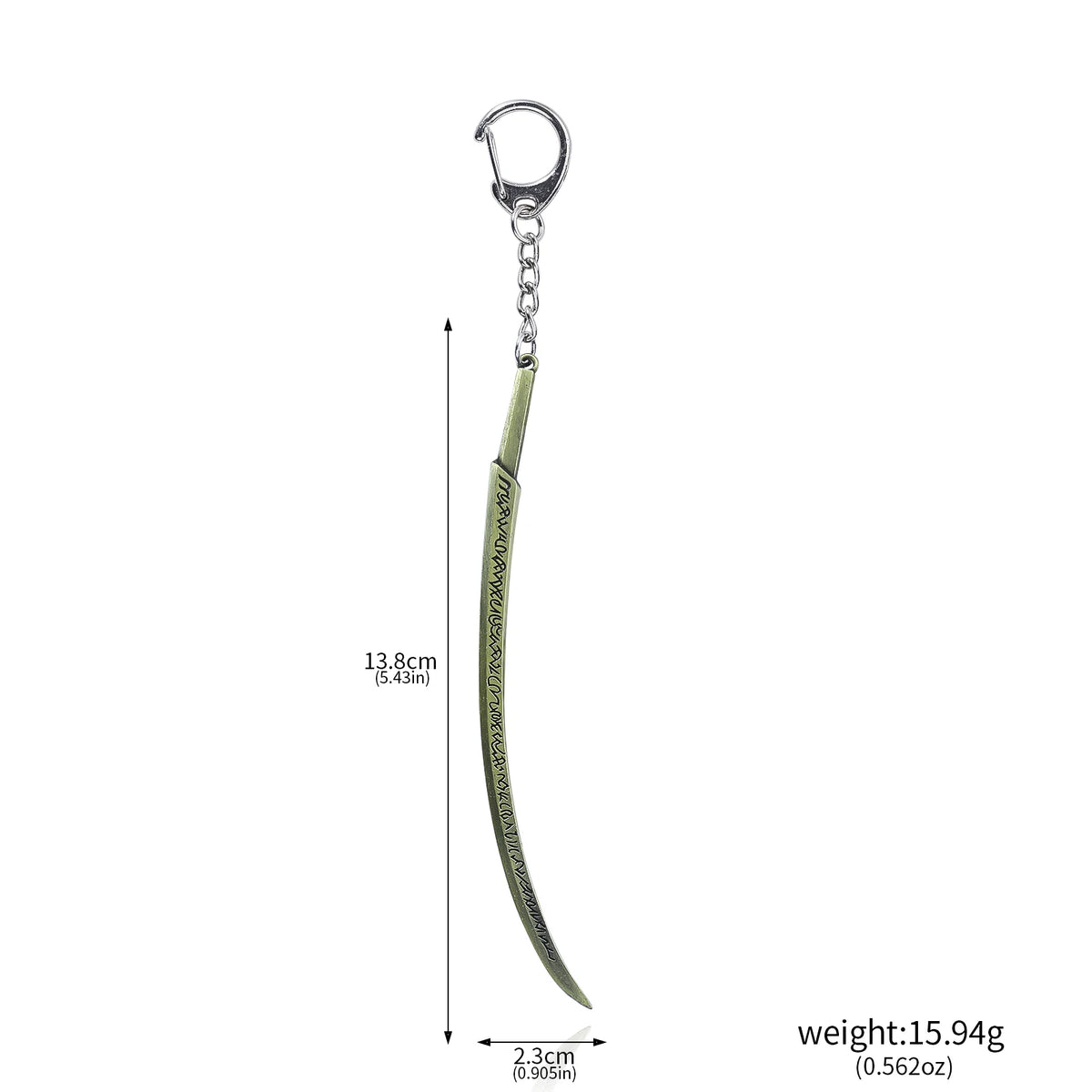 Silver keyring pendant featuring a dark moon design on a green charm.