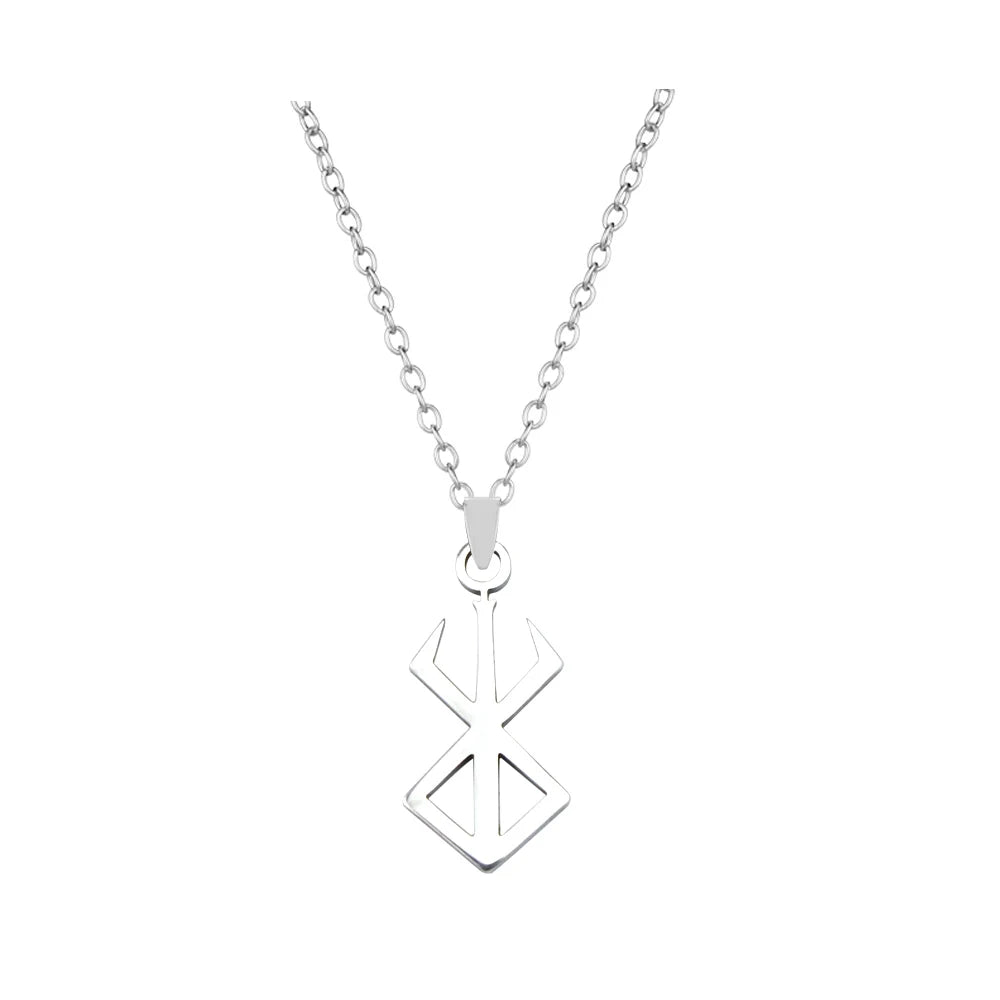 Collar de plata con dije de logo de espada Berserk de anime en una cadena de plata