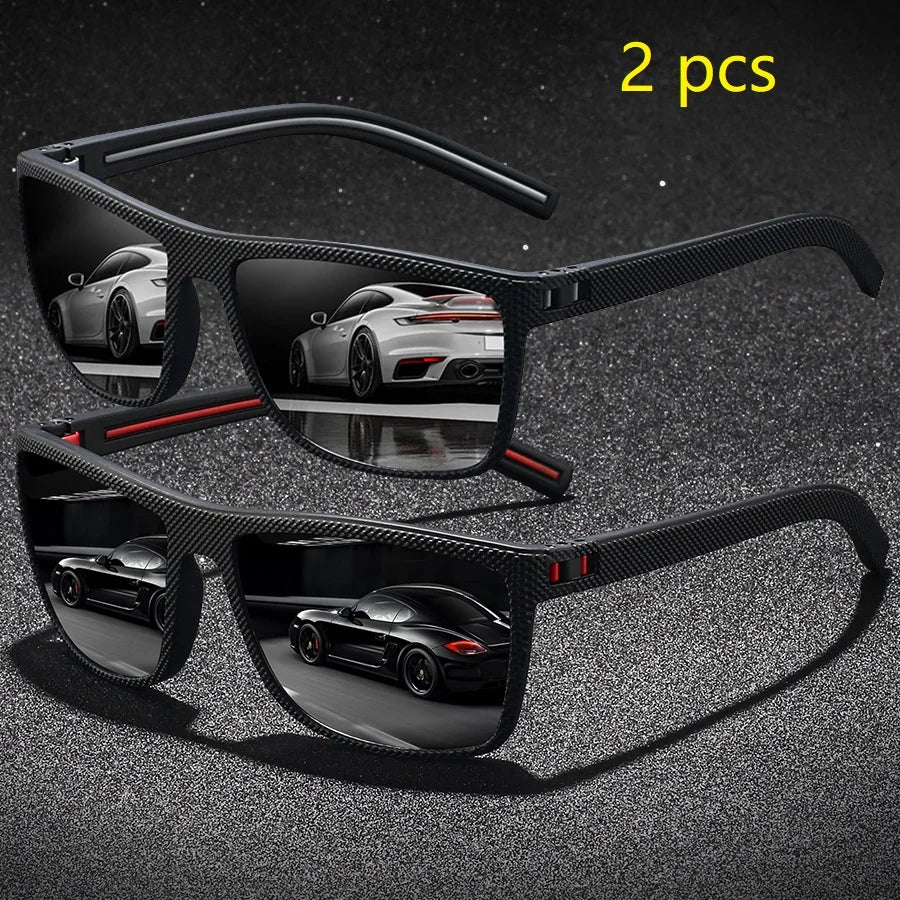 A pair of black sunglasses with a vintage check pattern design shown against a dark background.