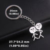 Silver keychain featuring two stick figures making a middle finger gesture