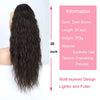 Extensions de cheveux synthétiques brun foncé à plusieurs couches, montrées en queue de cheval