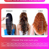 Guide showing straight, wavy, and curly hair lengths with corresponding sizes for choosing hair length.